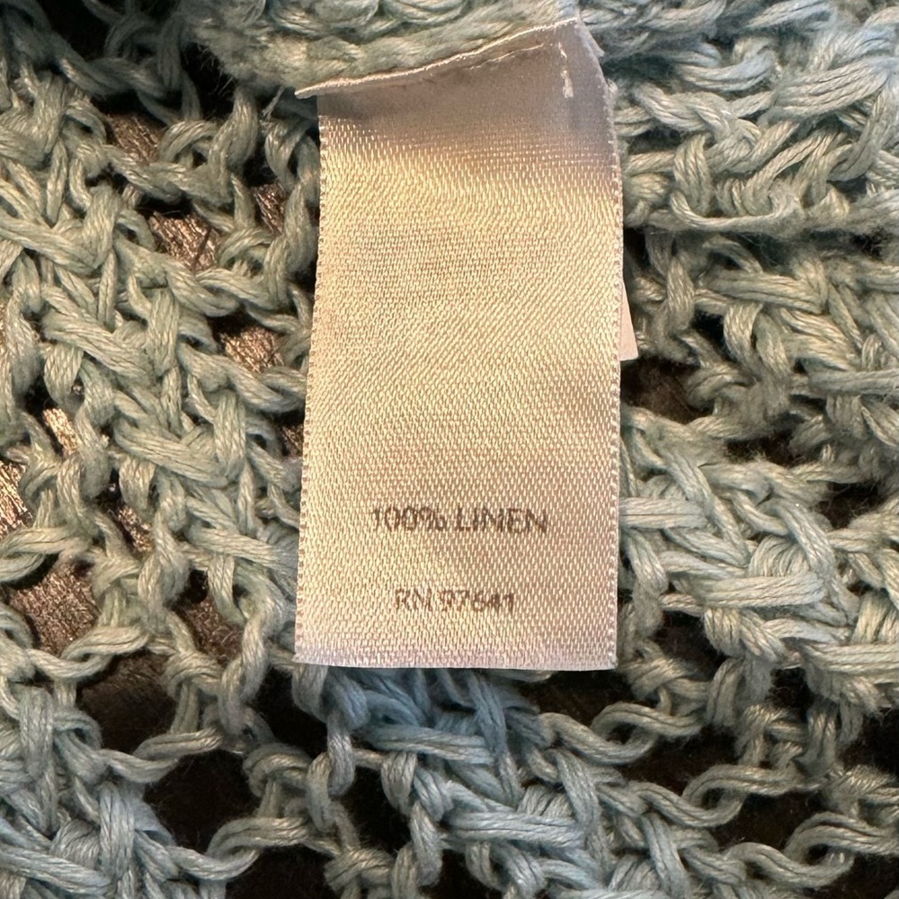 J. Jill Crocheted Linen Sweater Seafoam Green Pullover Womens Size Medium - Picture 9 of 11